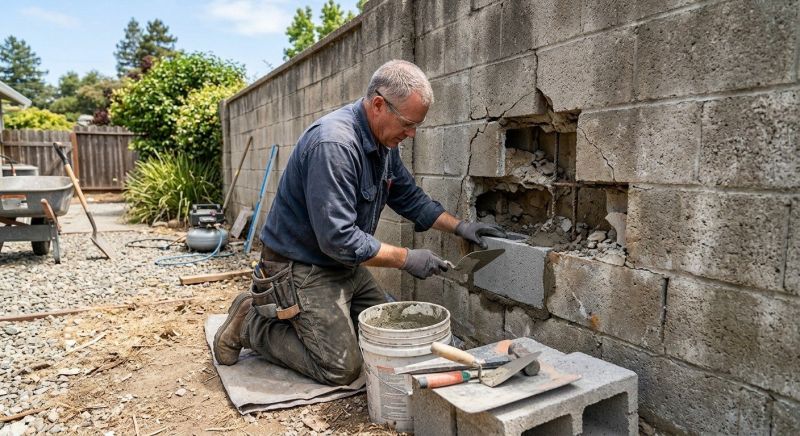 Cinder Block Wall Repair in Oldsmar, FL